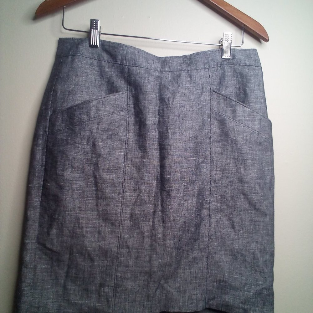 Ann Taylor Skirt 6 Linen Blend Fully Lined Gray - Picture 12 of 13